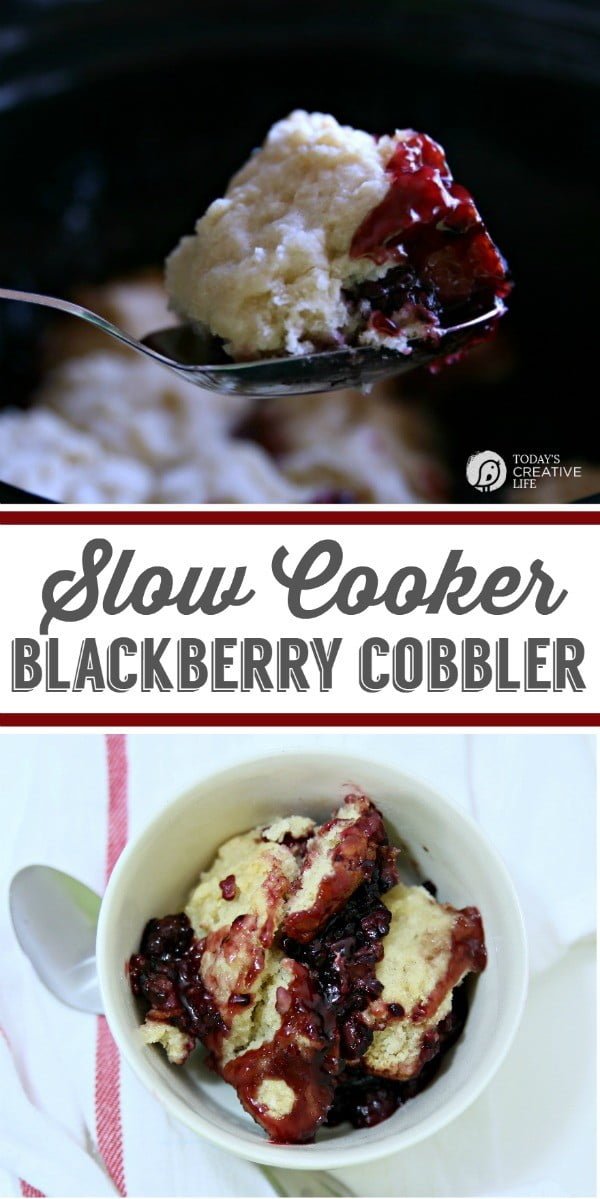 Slow Cooker Blackberry Cobbler Recipe | Summer desserts | Crockpot & Slow Cooker desserts | See more recipes on TodaysCreativeLife.com