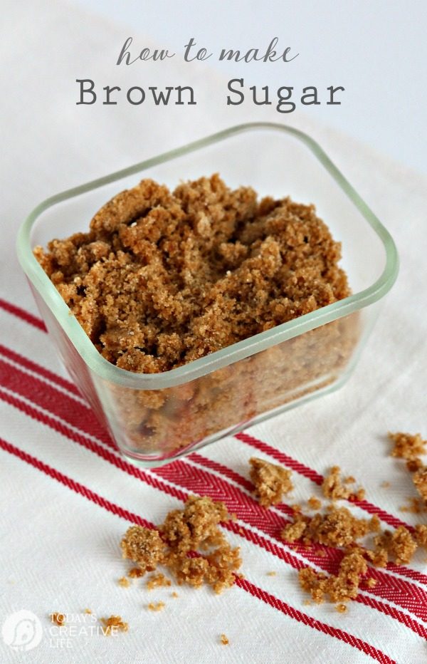Glass container with brown sugar inside. How to Make Brown Sugar Recipe 