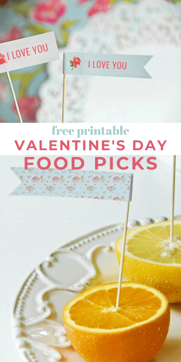 Valentines Day Printable food picks. Love you food picks in an orange