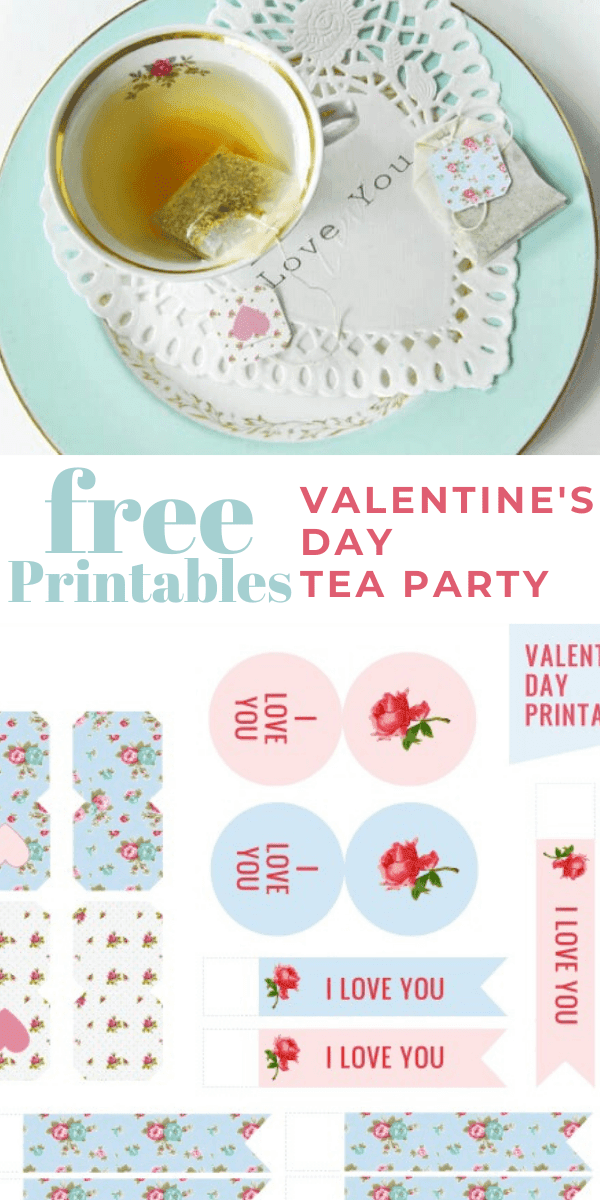 Valentine Tea Party Printables with teabag tags and food picks | Valentines Day Printable