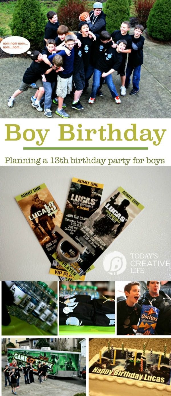 Birthdays for Boys | Birthday Party Planning for Boys | Birthday party ideas for teen boys | Here's what I did for my son when he turned 13! Easy DIY Screen Print T-shirts, Modern Warfare and the game truck! It was a hit! See more on Today's Creative LIfe