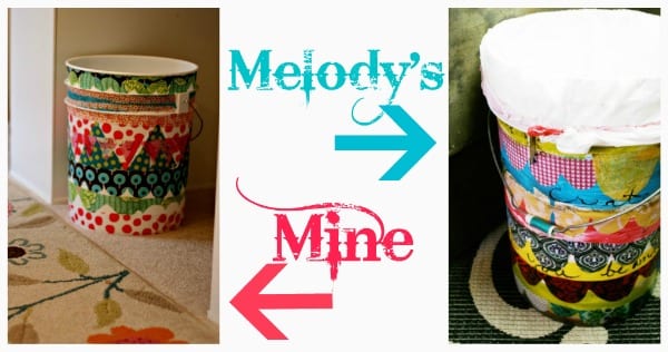 What to Decoupage | This great idea is a 5 gallon bucket turned craft room trash can! Get creative with Mod podge.