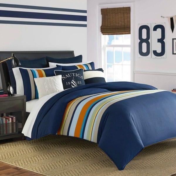 Navy Stripe Boy Bedding 