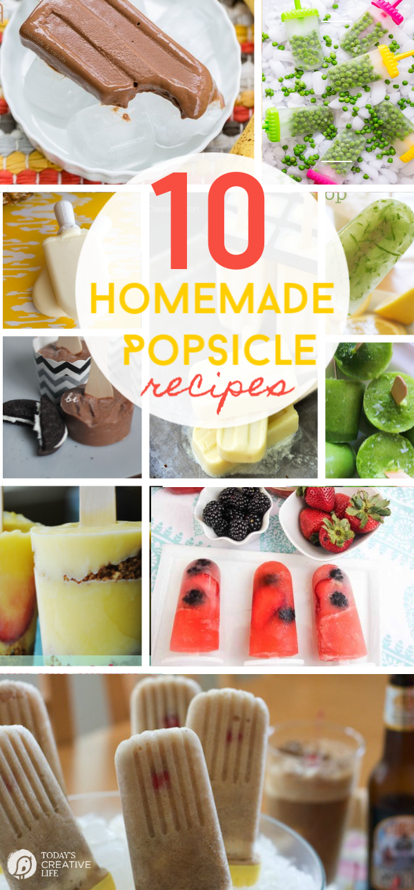 10 Popsicle Recipes | Homemade recipes for popsicles | Homemade Popsicle Recipes | Healthy & delicious popsicle recipes for kids and adults | Popsicle Round up | Frozen Treats | TodaysCreativeLife.com
