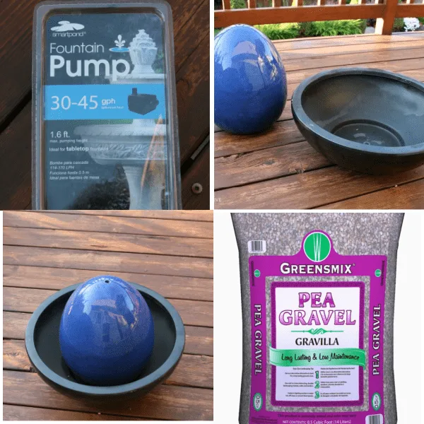 photo collage of fountain supplies