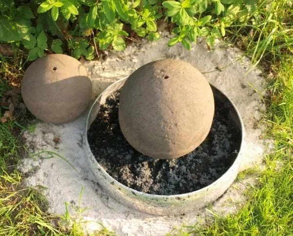 Found concrete ball with fountain hole.