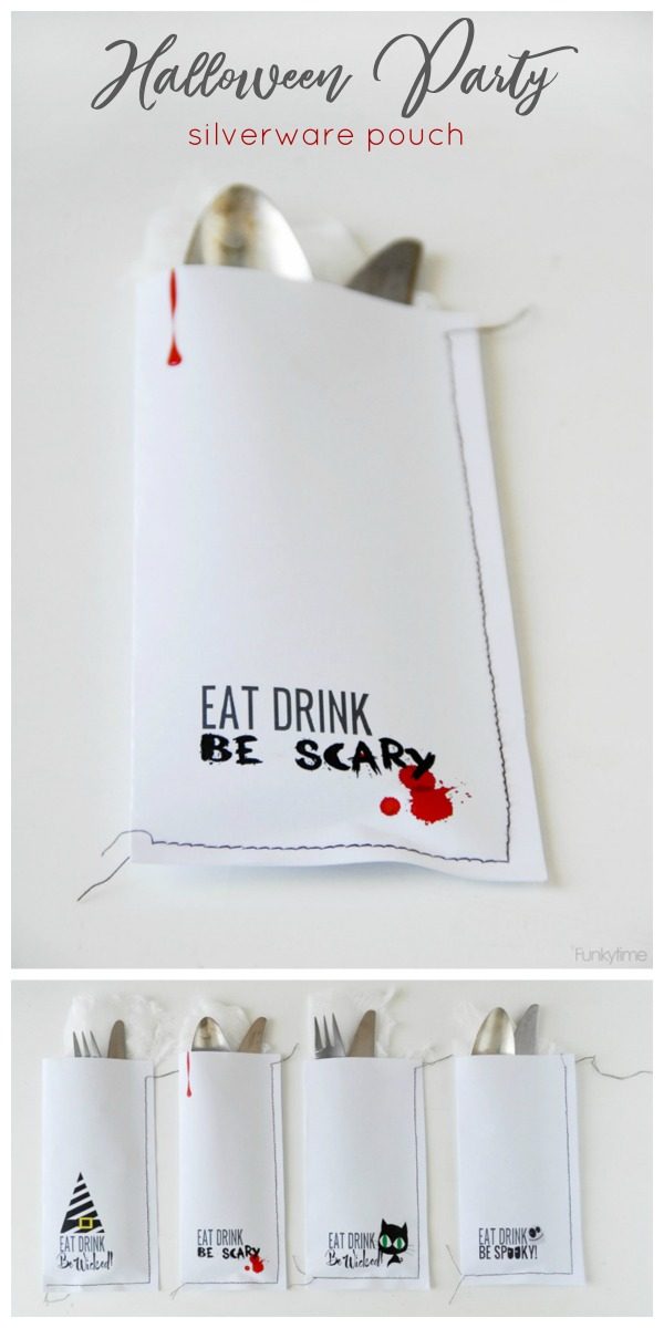 Creative Ideas for Halloween Parties | free halloween themed printables for holding silverware. 