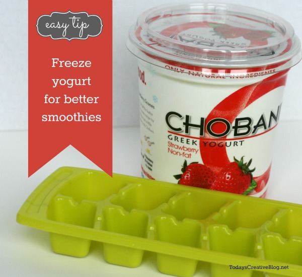 Freezing Yogurt for smoothie recipes | frozen yogurt cubes in a variety of flavors make it easy and fast smoothie making. Click the photo to see more. TodaysCreativeLife.com