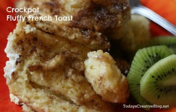 Crockpot Fluffy French Toast! See the recipe on Today's Creative Life