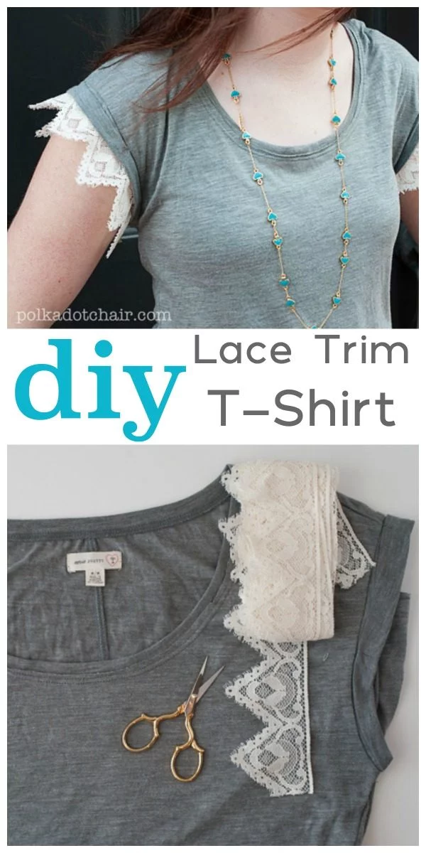 DIY Lace Trim Tee | Easy Sewing Project | T-shirt sewing projects | Full tutorial from Polkadot chair on TodaysCreativeLife.com