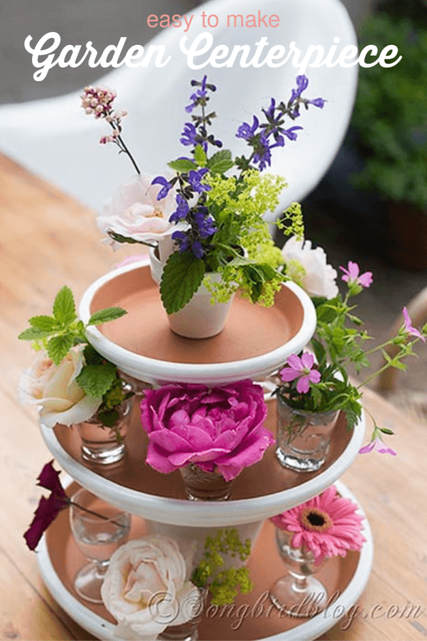 Flower arrangement with flower pots. 