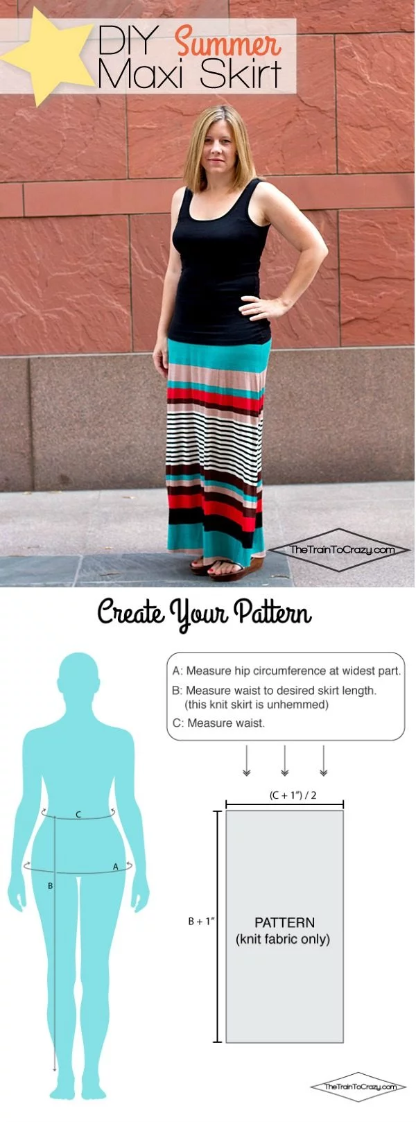 How to Make a Maxi Skirt | Follow this tutorial to make your own pattern to fit your body. This sewing tutorial is easy to follow. See more on TodaysCreativeLife.com