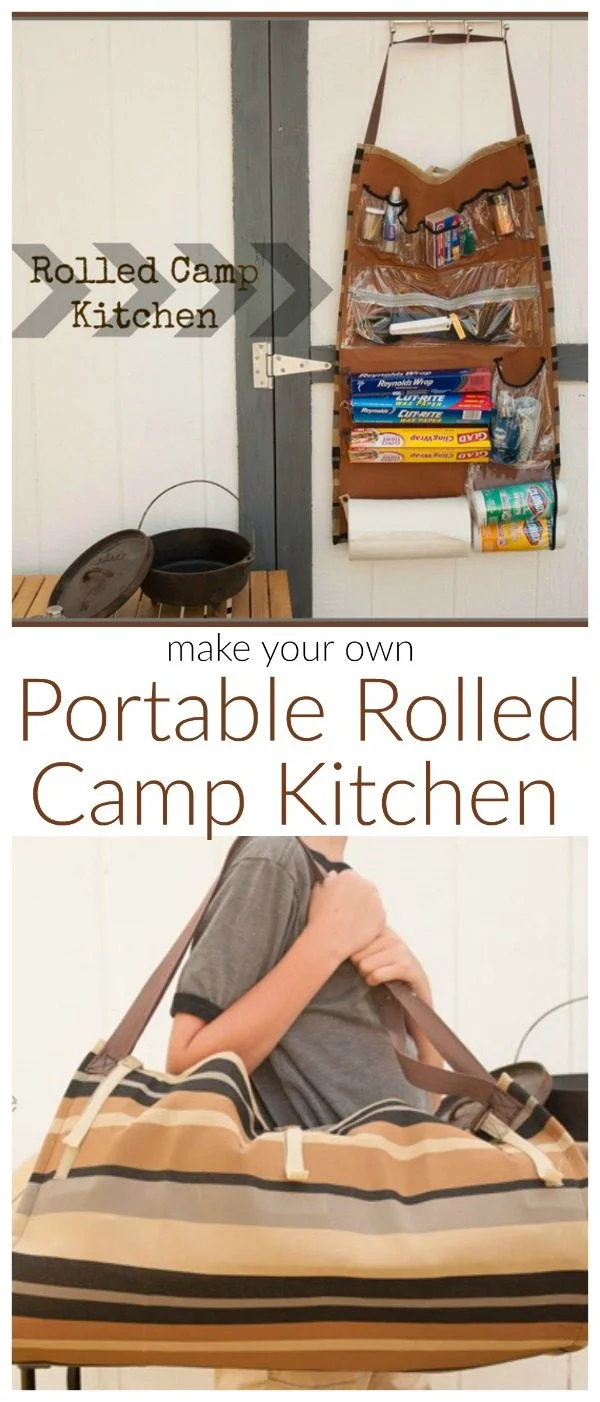 Camp Kitchen Organizer | Rolled Camp Kitchen | Sew your own portable camp kitchen for all your camping trip! This is one camping hack that will really come in handy! Guest post by Sew A straight Line for Today's Creative Life