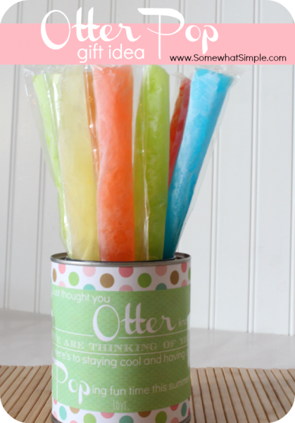 Otter Pops Gift Idea with a free printable label. Summer gift idea | Somewhat Simple for TodaysCreativeLife.com