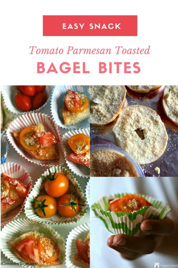 After School Snacks Tomato Parmesan Bagel Bites | Easy back to school snack ideas | TodaysCreativeLIfe.com