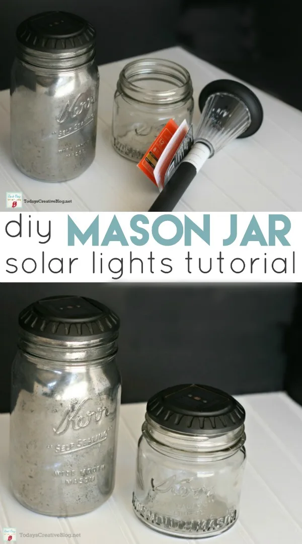 DIY Mason Jar Solar Lights with supplies and tutorial. 