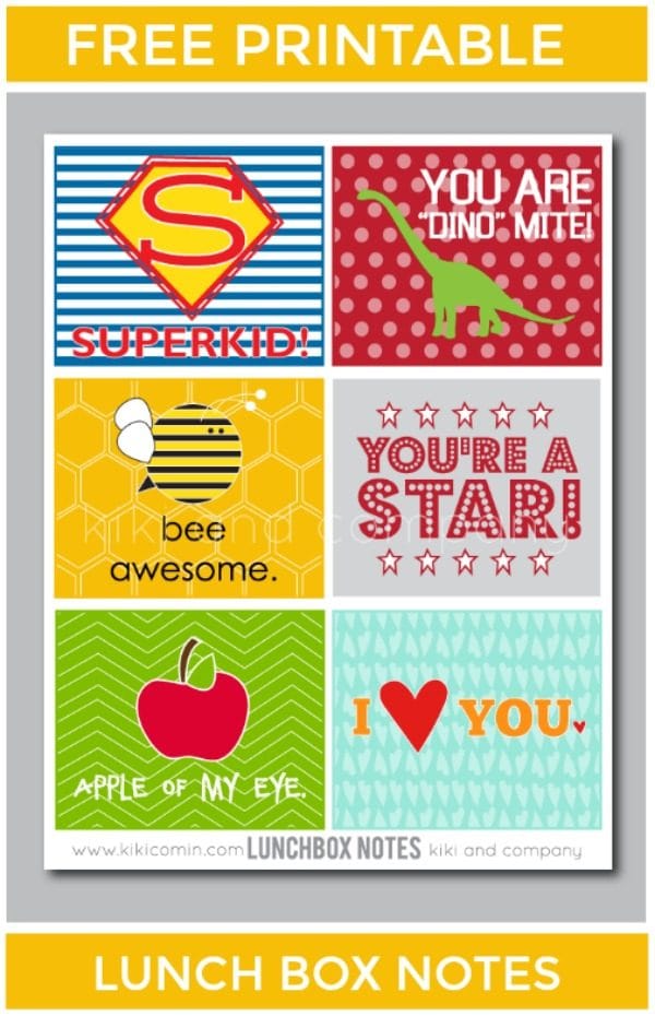 Free Printable Lunch Box Notes | Back to School free printables | kikicomin for TodaysCreativeLife.com