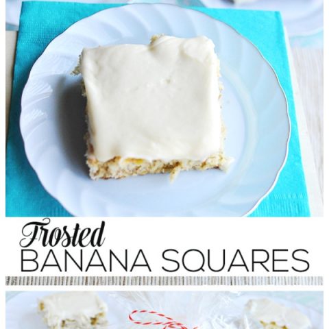 Frosted Banana Squares | Move over banana bread, there's a new banana dessert recipe to make! Add the free banana printable for a quick homemade gift idea. 30 Handmade Days for TodaysCreativeLife.com