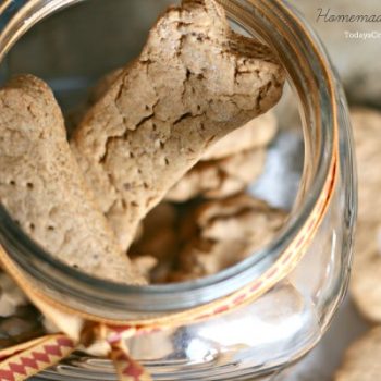 a clear jar filled with homemade dog treats