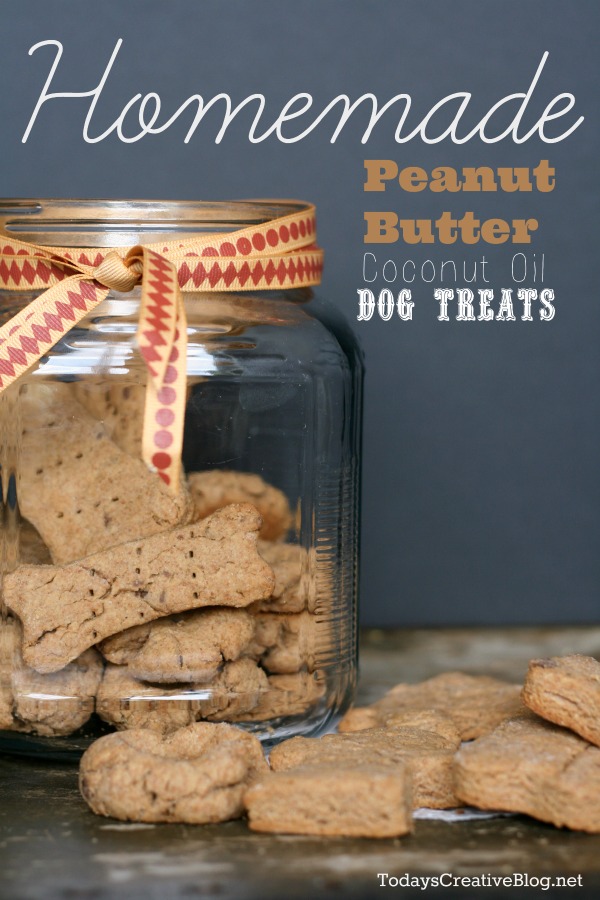 Homemade Peanut Butter Coconut Oil Dog Treats: titled photo (and shown): peanut butter coconut oil homemade dog treats