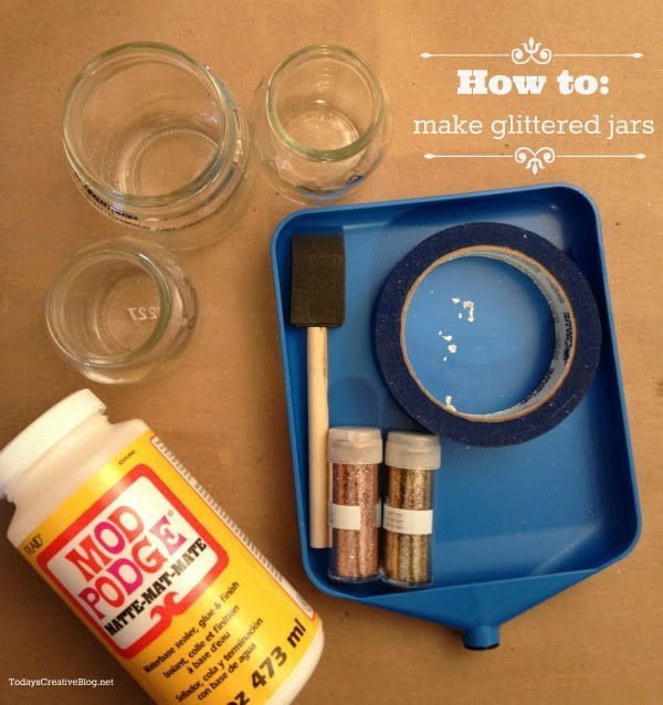 DIY Glittered Jars |How to Glitter Jars | TodaysCreativeBlog.net