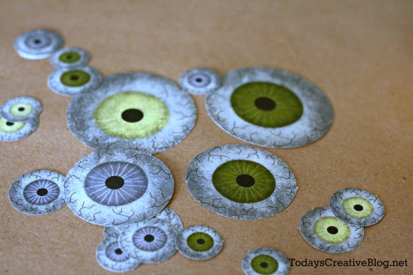 Halloween eyeball Paper cutouts for decoupaged pumpkins