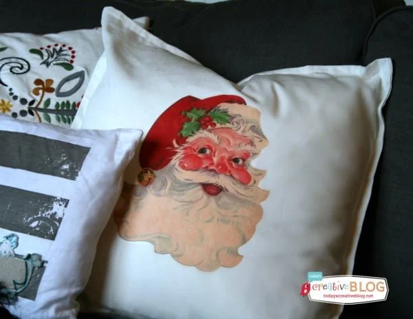 DIY Iron On Santa Pillow | TodaysCreativeblog.net