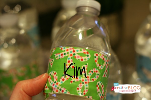Easy Holiday Entertaining | Duck Taped Wrapped Water bottles | TodaysCreativeblog.net