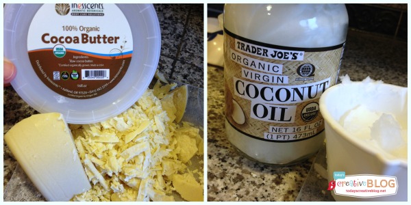 body butter ingredients, cocoa butter and coconut oil