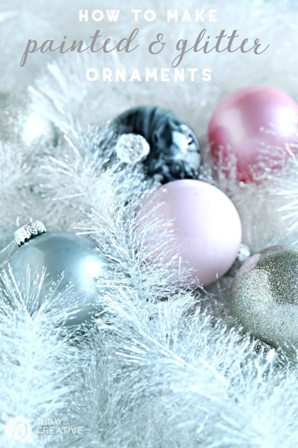 DIY Painted Glitter Ornaments - Step by Step glitter ornament