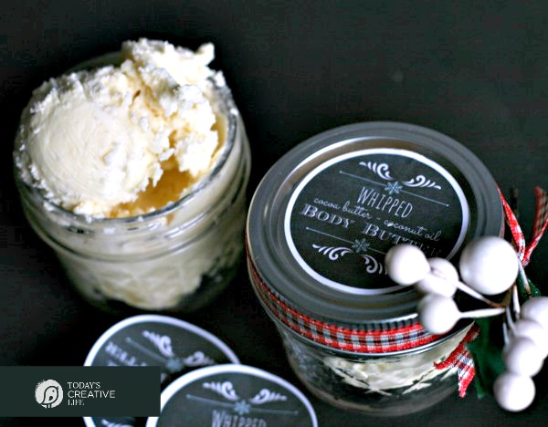 Whipped Body Butter Recipe | DIY Homemade Beauty products | Made with coconut oil, cocoa butter and sometimes shea butter | Dry Skin Remedies | Free printable label | TodaysCreativeLife.com