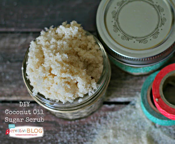 Coconut Oil Sugar Scrub in a jar. 