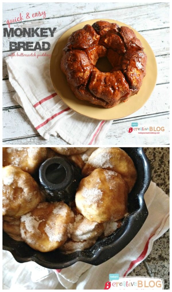 Monkey Bread Recipe Butterscotch Pudding | Easy Monkey Bread with refrigerator rolls or Rhodes freezer rolls. TodaysCreativeLIfe.com