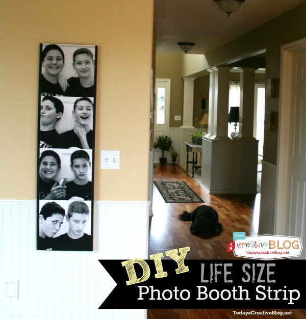 Make photo booth photo strip DIY | How to make a life size photo strip for interesting wall art. See tutorial on TodaysCreativeLife.com