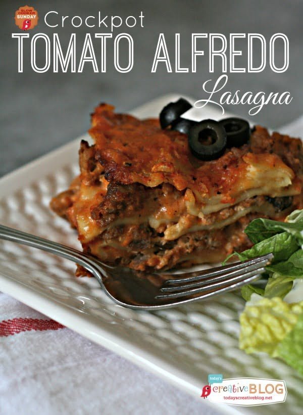 Crockpot Tomato Alfredo Lasagna | TodaysCreativeBlog.net