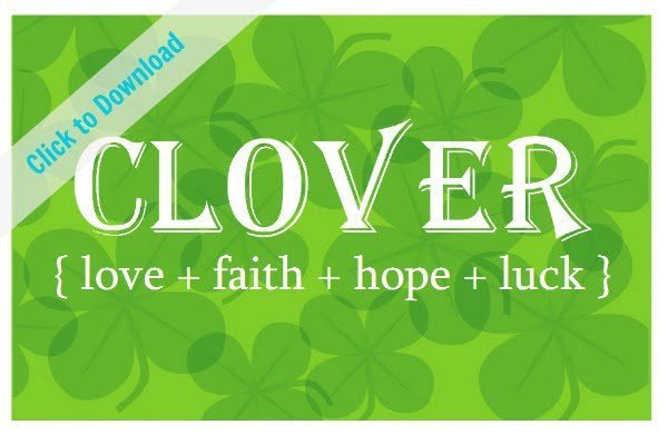 Free Clover Printable | Free printable St. Patrick's Day decoration. Frame it, use as a gift tag, bottle wrapper and more. Designed by Melinda Tomasello for TodaysCreativeLife.com