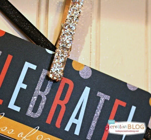 Glitted Clothes Pins - Planning a Grad Party with Shutterfly | TodaysCreativeBlog.net