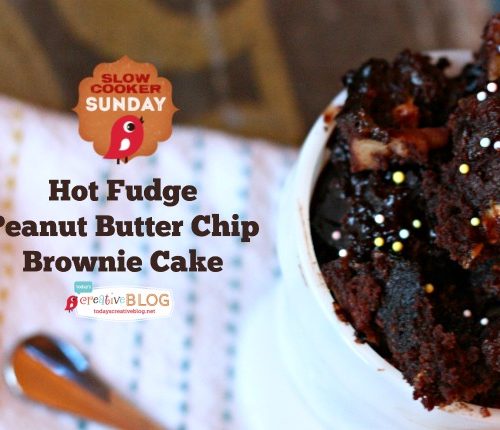 Crockpot Hot Fudge Peanut butter chip brownie Cake | TodaysCreativeBlog.net