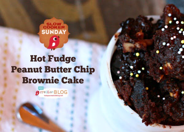 Crockpot Hot Fudge Peanut Butter Chip Brownie Cake | TodaysCreativeBlog.net