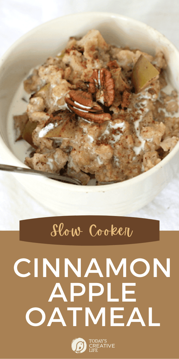 Photo collage of a bowl of oatmeal with pecans 