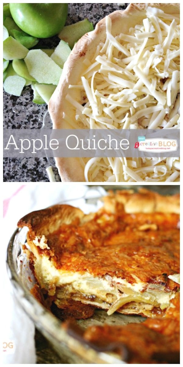 Apple Quiche Recipe | Breakfast or Brunch Recipe | Easy to make quiche | Eggs, cream, apples, cheese and more | TodaysCreativeLife,com