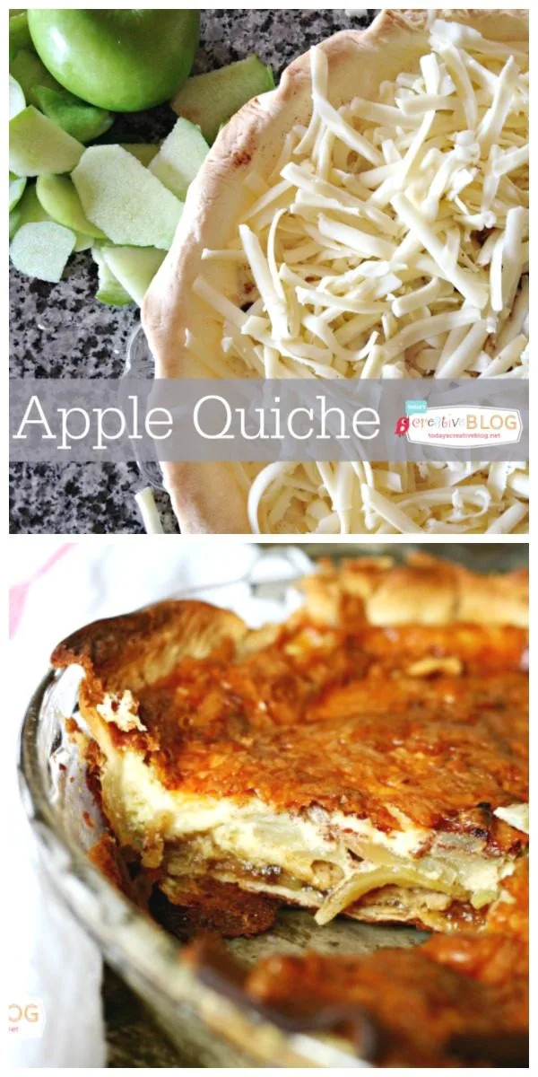 Apple Quiche Recipe | Breakfast or Brunch Recipe | Easy to make quiche | Eggs, cream, apples, cheese and more | TodaysCreativeLife,com