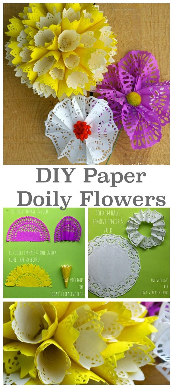 DIY Paper Doily Flowers | Paper flowers are easy to make! Instead of using tissue, we're using doilies. See the step by step tutorial on TodaysCreativeLife.com