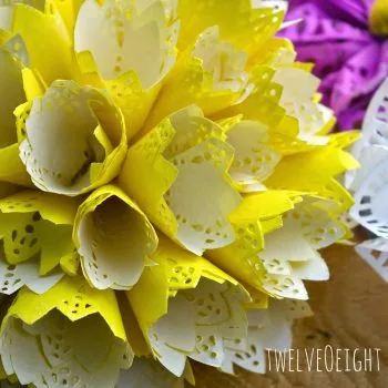 DIY Paper Doily Flowers | Paper flowers are easy to make! Instead of using tissue, we're using doilies. See the step by step tutorial on TodaysCreativeLife.com