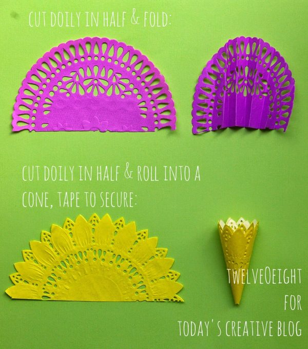 DIY Paper Doily Flowers | Paper flowers are easy to make! Instead of using tissue, we're using doilies. See the step by step tutorial on TodaysCreativeLife.com