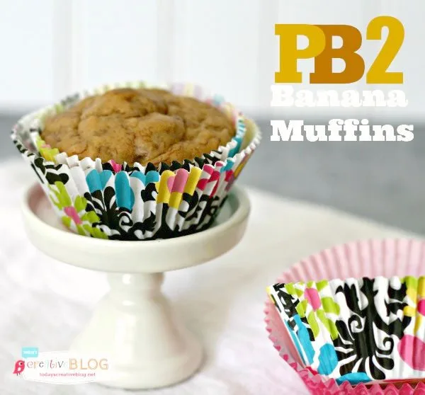 PB2 Banana Muffins made with powdered peanut butter. 