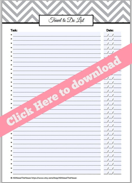 Printable Travel To Do List | TodaysCreativeBlog.net