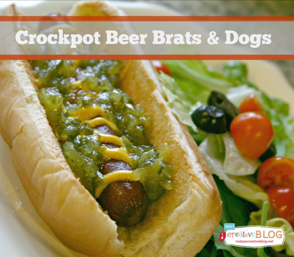 Crockpot Beer Brats & Dogs | Slow Cooker Sunday | TodaysCreativeBlog.net