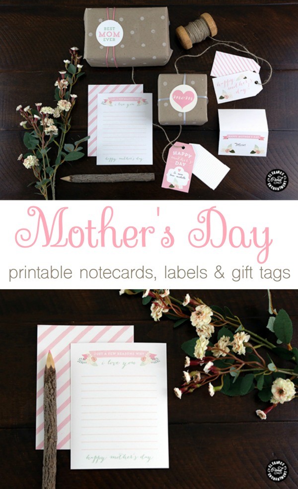 Mother's Day Printable Notecards, labels and gift tags by Elegance and Enchantment for TodaysCreativeLife.com | Click the photo for your free download. 
