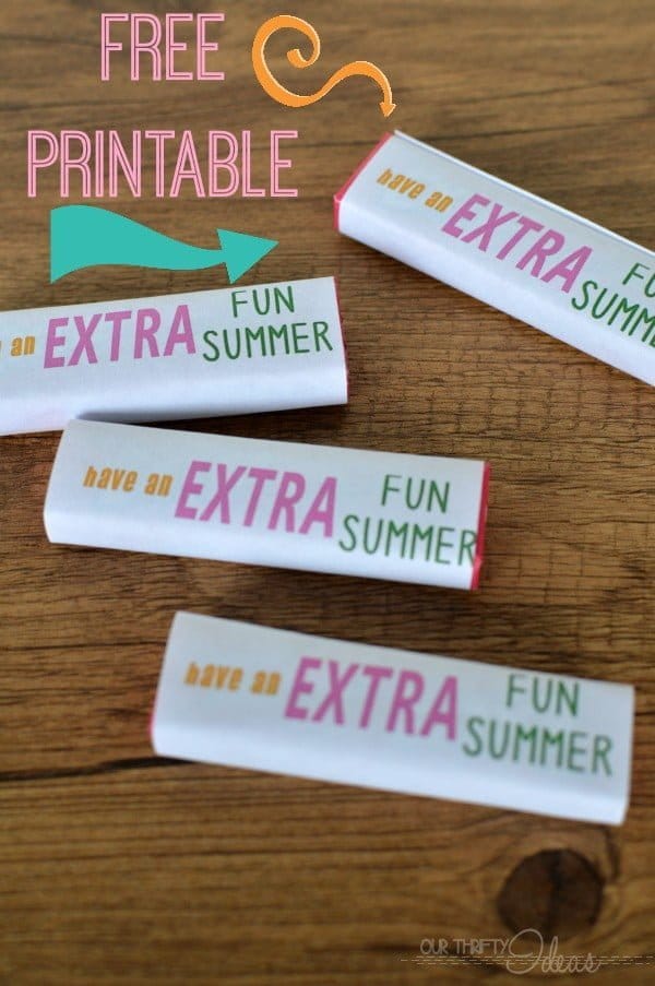 Printable Gum Wrappers | Free Printables for School | End of school gift ideas. Easy DIY kids party gifts for goodie bags | Guest post by Our Thrifty Ideas for TodaysCreativeLife.com